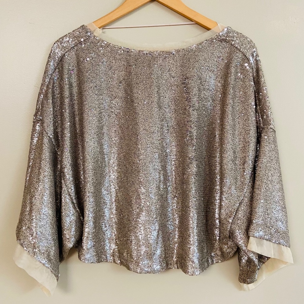 Free People Champagne Dreams Sequin Party Blouse - Picture 7 of 11